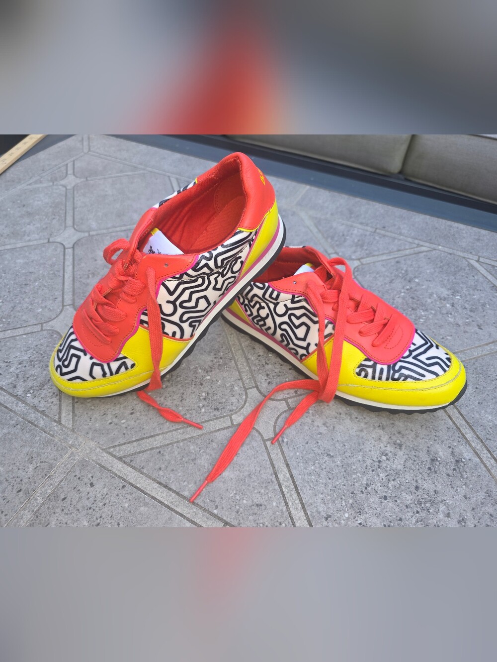 Coach x Keith Haring C101 Graffiti Love Leather Sneakers Size 8